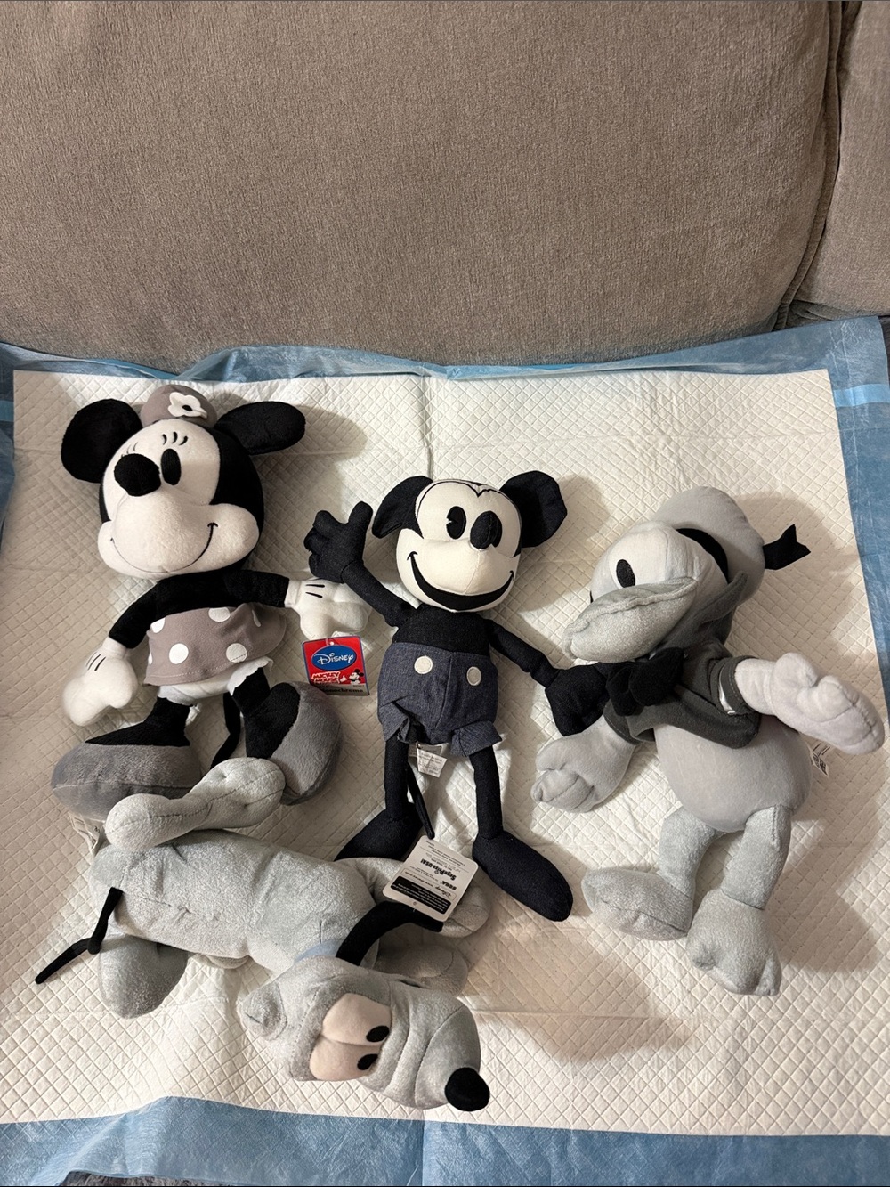 Disney Black & Gray Vintage-Style Mickey, Minnie & Donald Plush Set